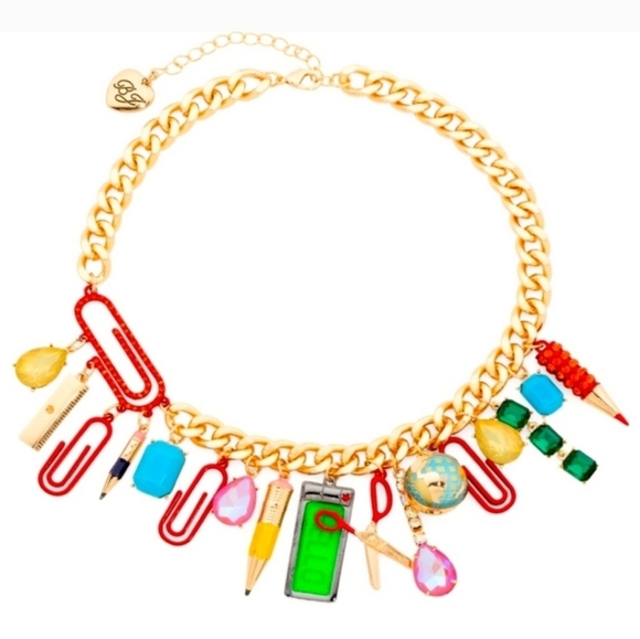 ✏️ 🔹️ Betsey Johnson 🔹Teacher  Faux Stone Back To School Statement Necklace ✏️ - Picture 5 of 10